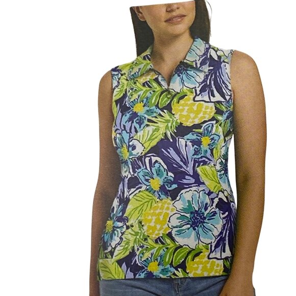 Rafaella$49 Women's Sleeveless Polo Shirt/top Lg NWT - Picture 9 of 10